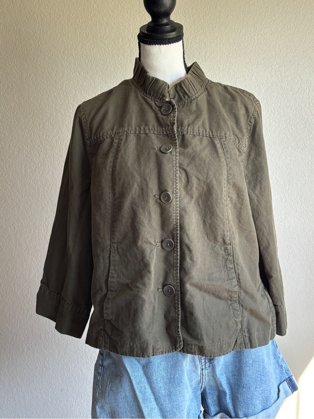 Coldwater Creek Olive Utility Button-Up Jacket women’s 14